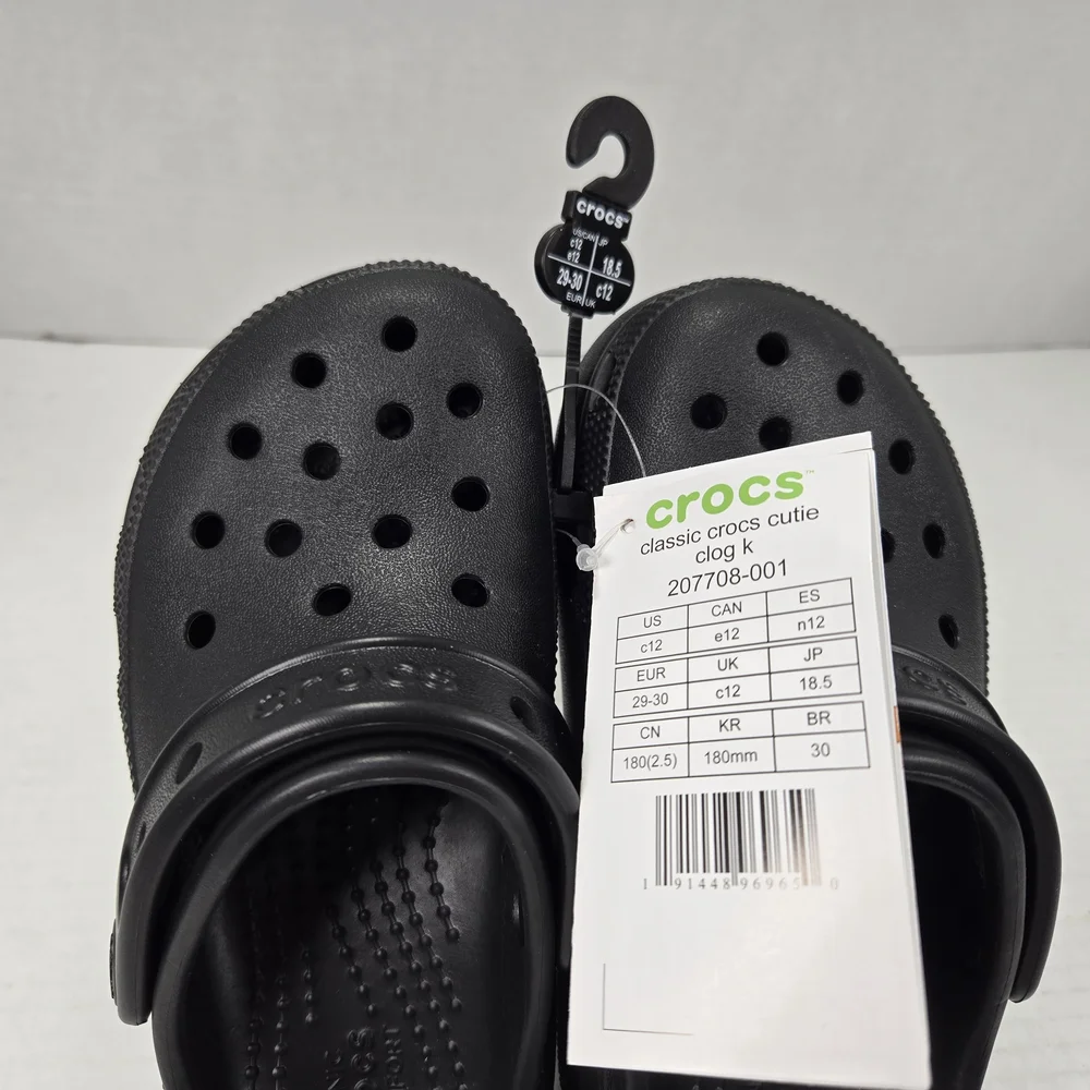 CROCS Unisex Classic Cutie Clog Black Slip-on Sandals Size C12 Toddler
